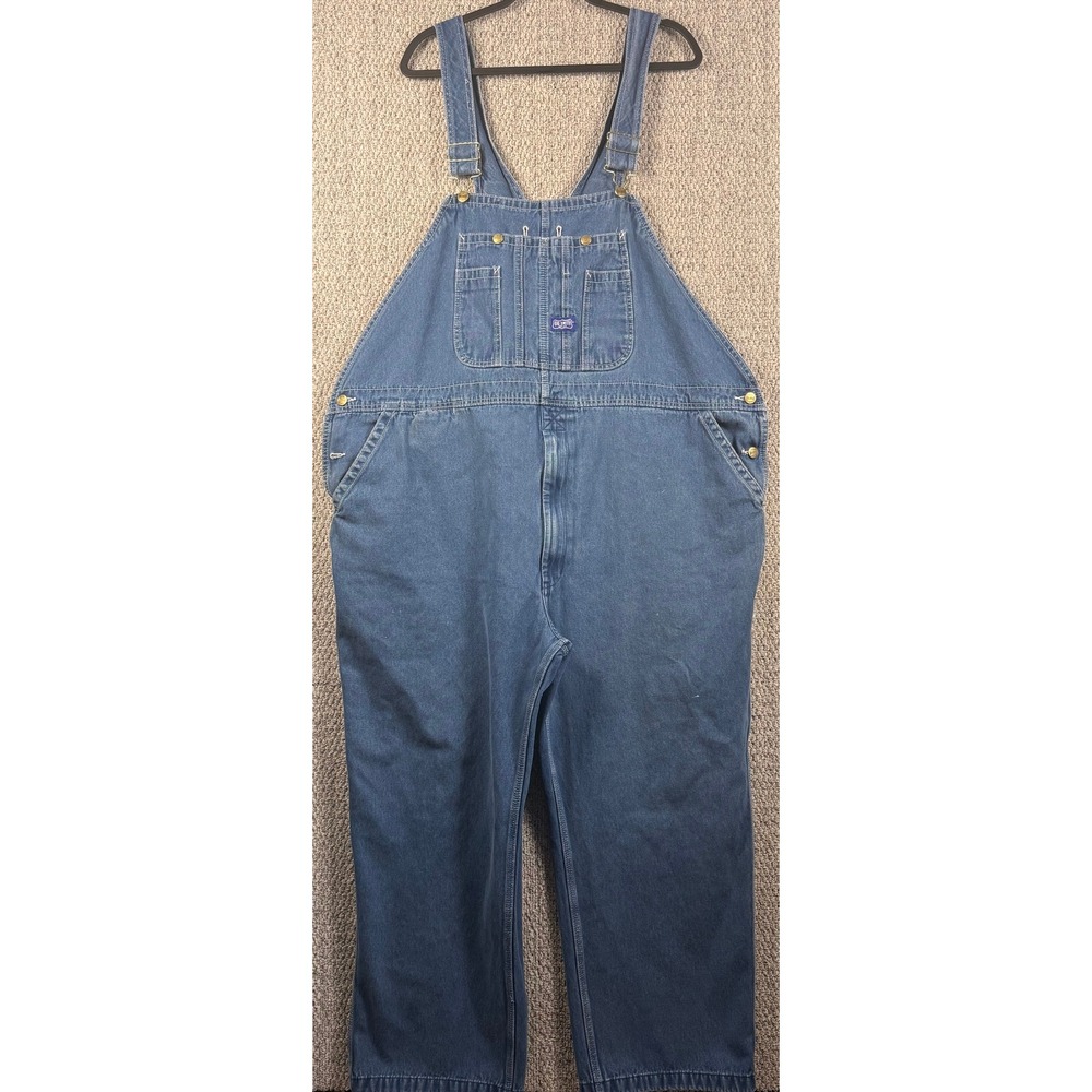 Big Smith Denim Bib Overalls 50x28 Blue Medium Wash Workwear Utility Carpenter